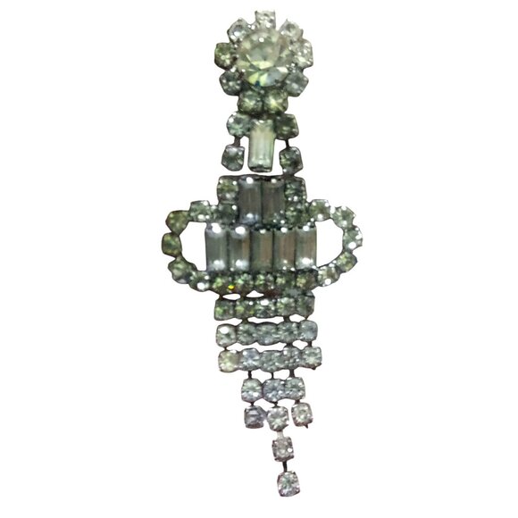 Vintage Rhinestone Chandelier Dangle Earrings 2 Inch Drop - Picture 3 of 4